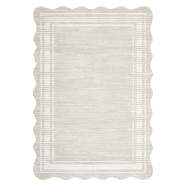 Alfombra lavable de área antideslizante – Pelo bajo suave y antimancha – Diseño moderno minimalista escalonado