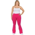 thumbnail image 4 of Women's High Rise Cotton Flare Leggings - Plus Size, FUCHSIA, 2XL, 4 of 5
