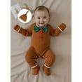 thumbnail image 4 of Spewahor Infant Baby Girl Boy Christmas Fall Romper 0 3 6 12 18 24 Months Bowtie Long Sleeve Footie Romper Knotted Hat, 4 of 9