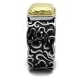 thumbnail image 3 of Two-Tone IP Gold (Ion Plating) Stainless Steel Ring with Epoxy in Jet for Women Celtic Theme Jet Stone Color Style TK2509 Size 12, 3 of 3
