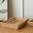 thumbnail image 4 of Visland Natural Rattan Storage Baskets, Rectangular Woven Fruit Baskets, Wicker Decoration and Organizer for Bathroom, Living Room, 4 of 7