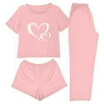 thumbnail image 1 of COM1950s Ensembles de Pyjama pour Femmes, 3 Pcs Pyjamas pour Femmes, Ensemble Haut à Manches Courtes et Shorts, Tenue Décontractée pour la Maison, Pantalons pour Femmes, Pantalons de Pyjama pour Femmes, Pyjamas Grande Taille pour Femmes, Hauts Décontractés pour Femmes, 1 of 8