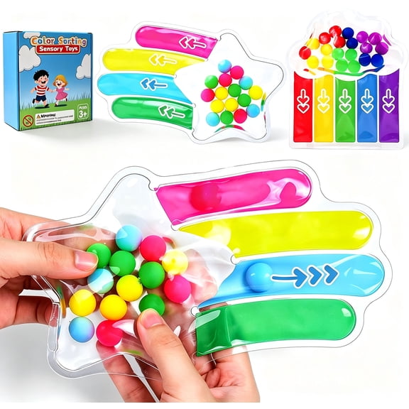 2 PCS Color Sorting Sensory Toys for Toddlers: Quiet Calming Travel Roadtrip Toys for Kids - Color Matching Game for Preschool Learning Activities - Classroom Prizes Toddlers Travel Essentials