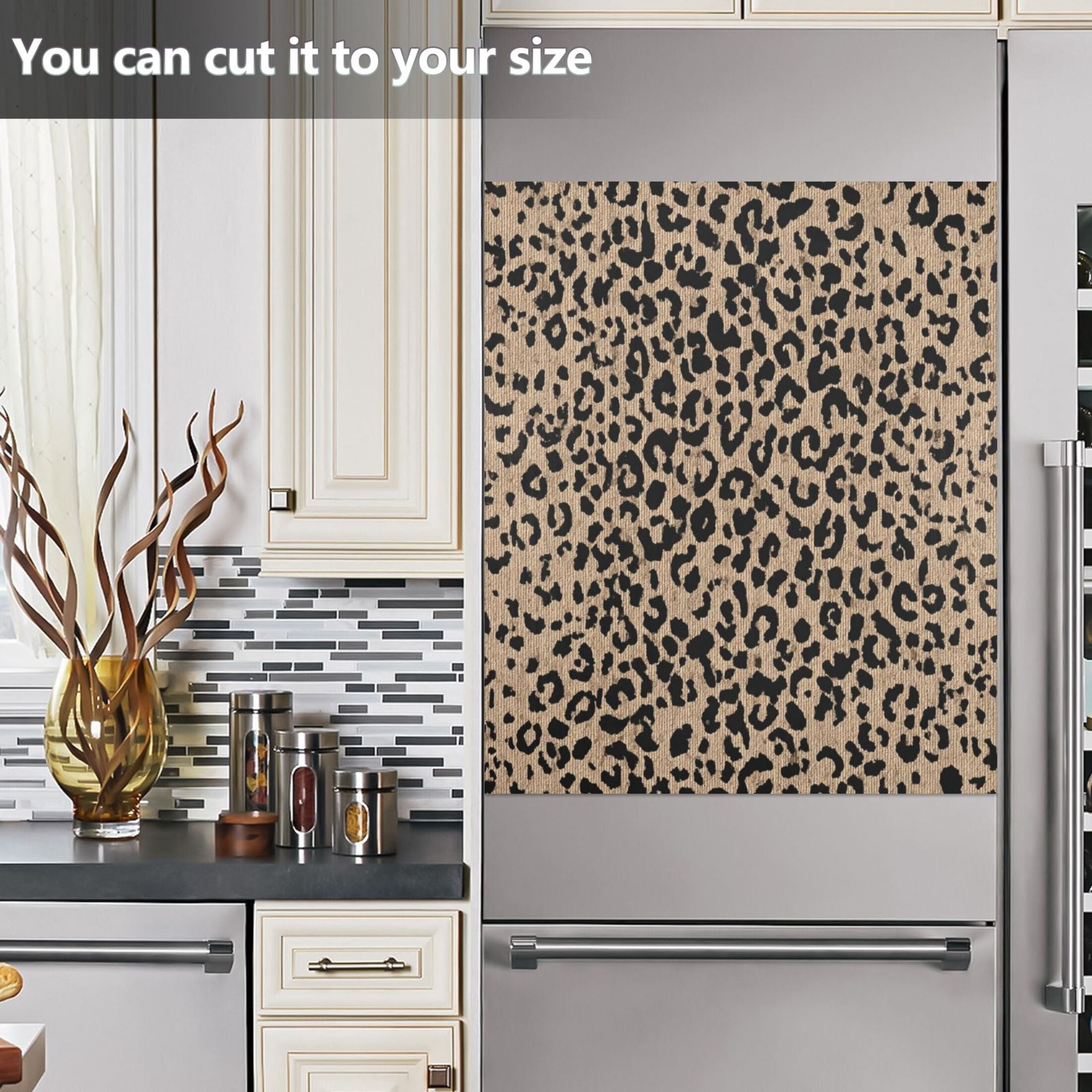 IAUYY Magnetic decorative sticker - 23x26 Inch PVC Refrigerator Decorative Cover, Removable DIY Art for Kitchen Appliances Light Brown