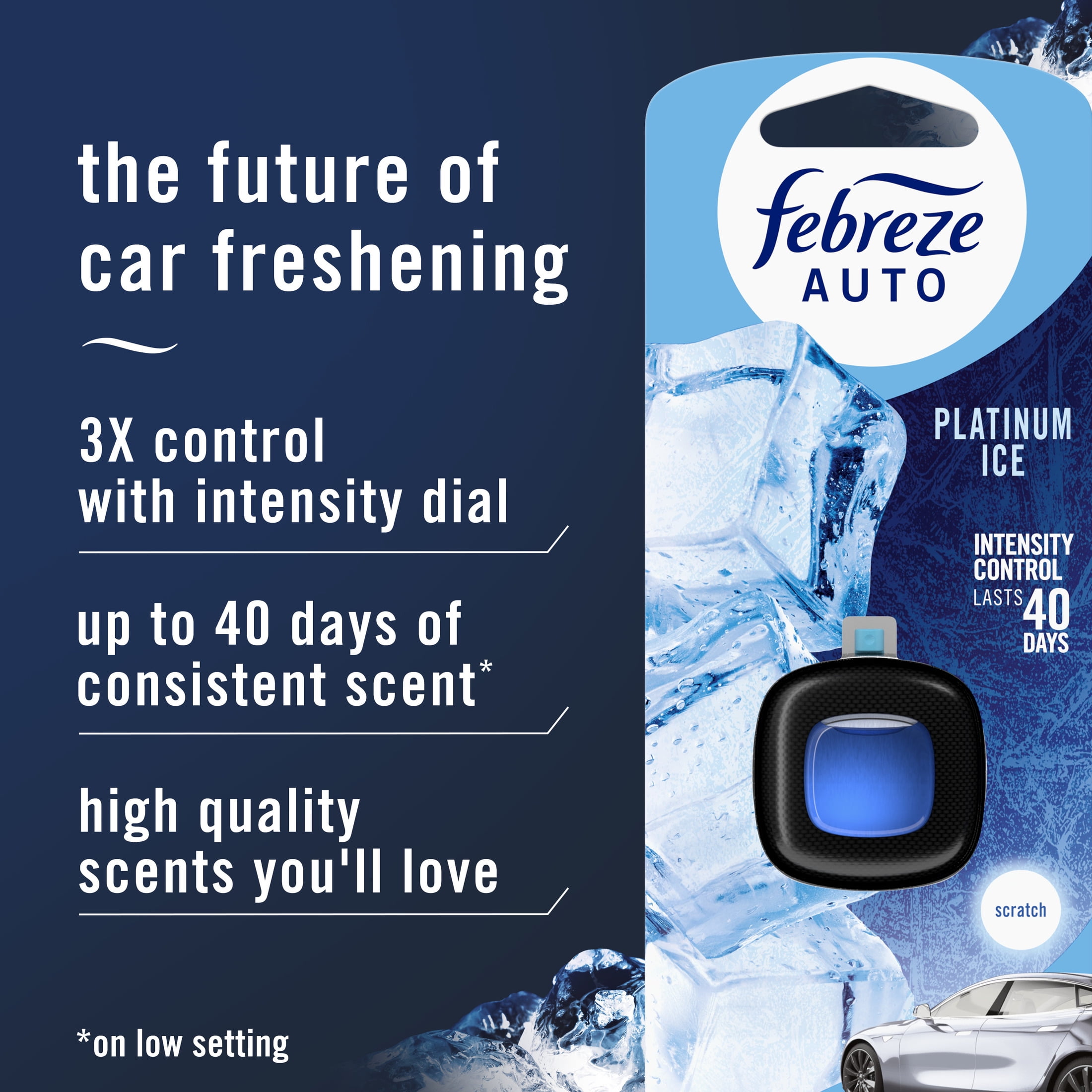(2 pack) Febreze AUTO Car Air Freshener, Odor-Fighting Car Vent Clip, Platinum Ice, 2 Count