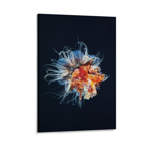 Lion's Mane Jellyfish Cyanea Capillata Explosion Colourful Painting On Canvas Wall Art Poster Scroll Picture Print Living Room Walls Decor Home Posters 08x12inch(20x30cm)
