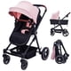 thumbnail image 4 of Historyli Cochecito 2 en 1 reversible con asiento para bebé, capazo plegable con una mano, cómodo cochecito con reclinable y capota extragrande, color rosa, 4 of 8