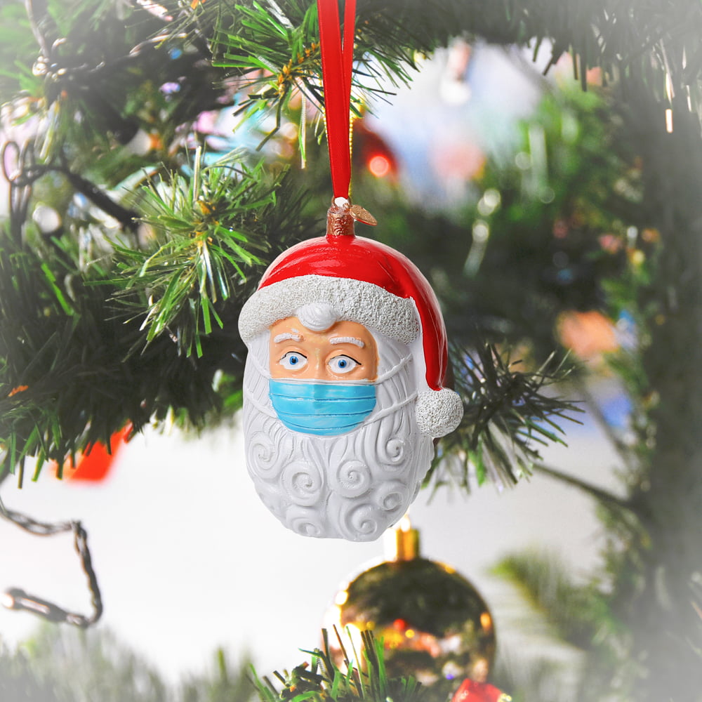 Christmas Tree Ornaments 2020 Santa Wearing Mask Hanging Decor Creative