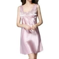 thumbnail image 1 of B91xZ Chemise de Nuit Sans Manches pour Femmes, Col Rond, Bretelles Spaghetti, Dos Nageur, TG Violet, 1 of 5