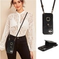 thumbnail image 3 of for iPhone 16 Plus Wallet Case with Card Holder, PU Leather Case with Ring Holder Kickstand, Snap Button Card Slots Case for Women Men for iPhone 16 Plus with Crossbody Strap - Black, 3 of 10