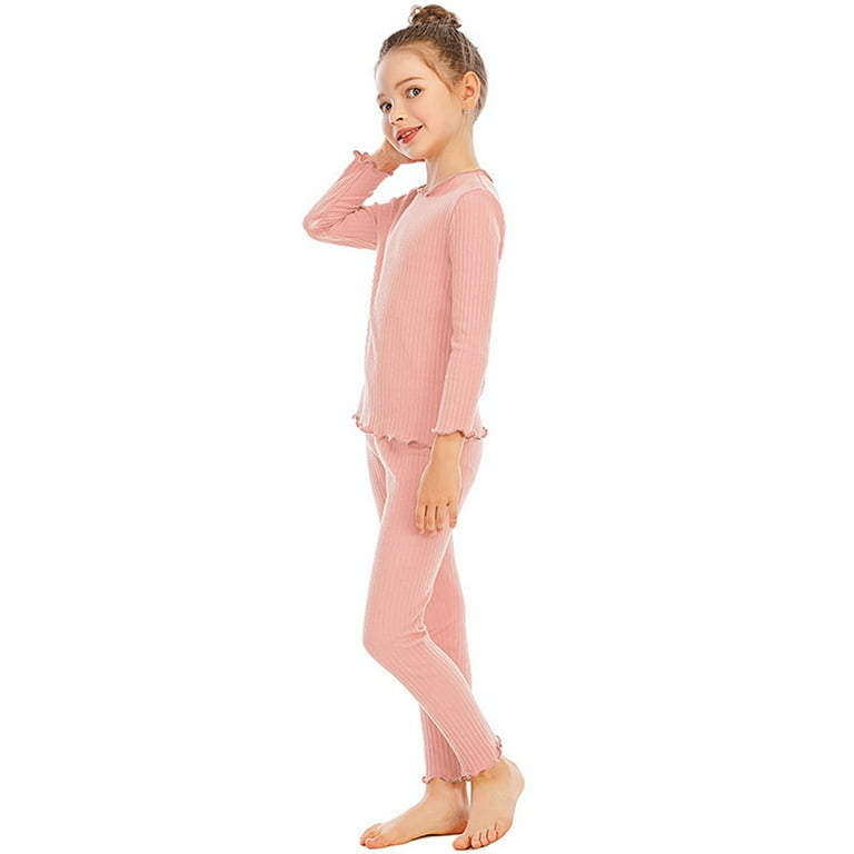 LAVRA Girl's Cotton Thermal Sets, Fleece Lined Insulated Long John Pajama  & Underwear for Girls