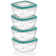 PlastArt 105 Fresh Box Square Set, Multi Piece Food Storage Container Set, 4-cup, 4 Pack, Clear