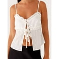 thumbnail image 2 of Women Summer Beach Boho Eyelet Embroidered Tie Front Vest Tops Sleeveless Tank Cute 2025 Y2K Clothes White S, 2 of 8
