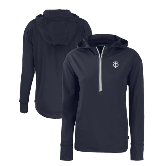 Women's Cutter & Buck Navy Minnesota Twins Daybreak Eco Recycled Half-Zip Hoodie