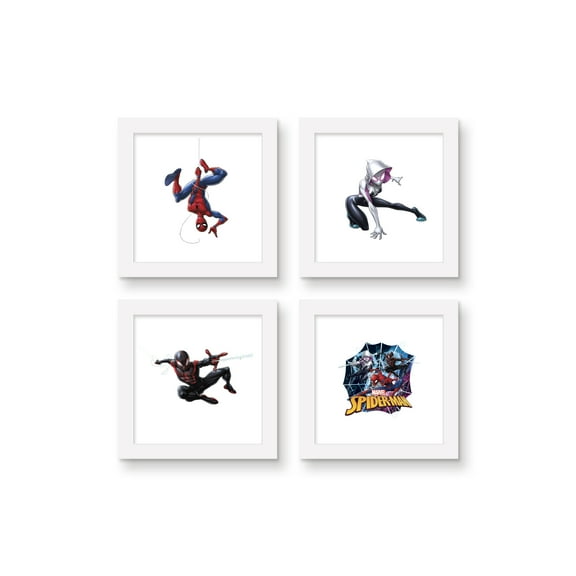 Gallery Pops Marvel Spider-Man - Heroes Wall Art Bundle (4-Pack), White Framed Version, 12" x 12"