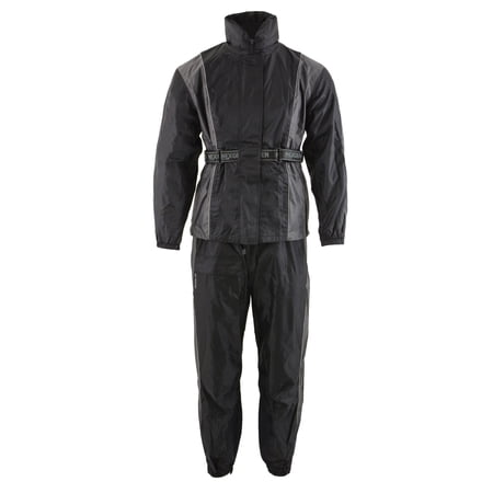 Milwaukee Leather SH2225L Women s Black and Grey Waterproof Rain Suit with Reflective Piping 3X-Large