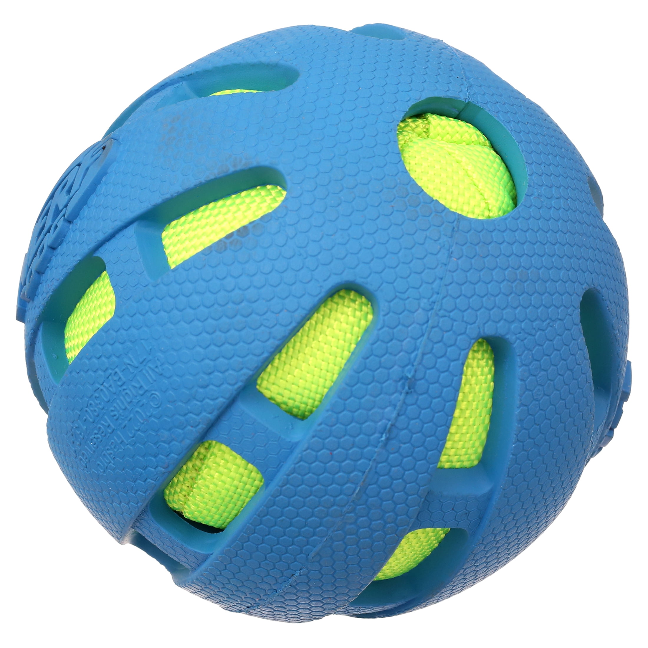 (2 pack) Nerf Dog Checkered Crunch Ball Toy for Pets - Blue & Green, 3.8 Inch
