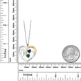 thumbnail image 2 of Gem Stone King Two Tone White Moissanite Blue Created Sapphire Green Nano Emerald `Forever in My Heart` Engraved Pendant Necklace for Women (1.42 cttw, Heart Shape 5MM, 18 inch Chain), 2 of 3