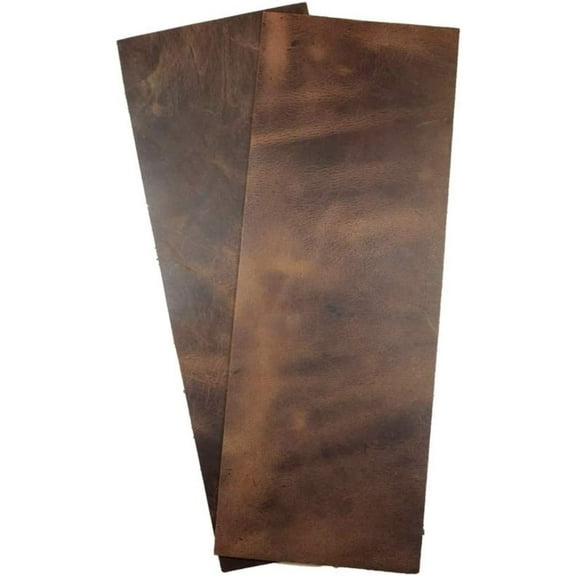 ELW Rustic Leather Rectangles 5" x14" 2 Piece Set for Crafts/Tooling/Hobby Workshop, Medium Weight 5/6 oz 1.6-1.8mm : Bourbon Brown