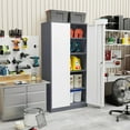 thumbnail image 2 of 72” Metal Storage Cabinet, Lockable File Cabinets with 2 Doors and 4 Adjustable Shelves, Steel Tool Cabinets with Lock for Office, Home, Gym, Grey White-Small, 2 of 9