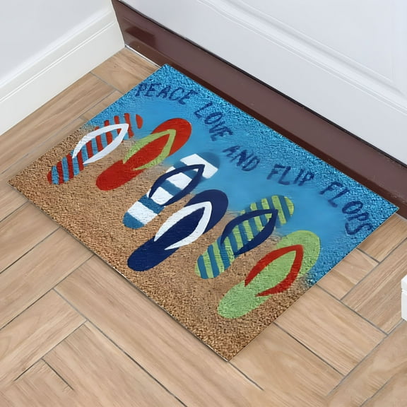 DERONA Doormat Summer 23.6x15.7"es,Sunshine Flip-flops Indoor And Outdoor Welcome Home Front Porch Carpet,Bedroom Entrance Courtyard Decor