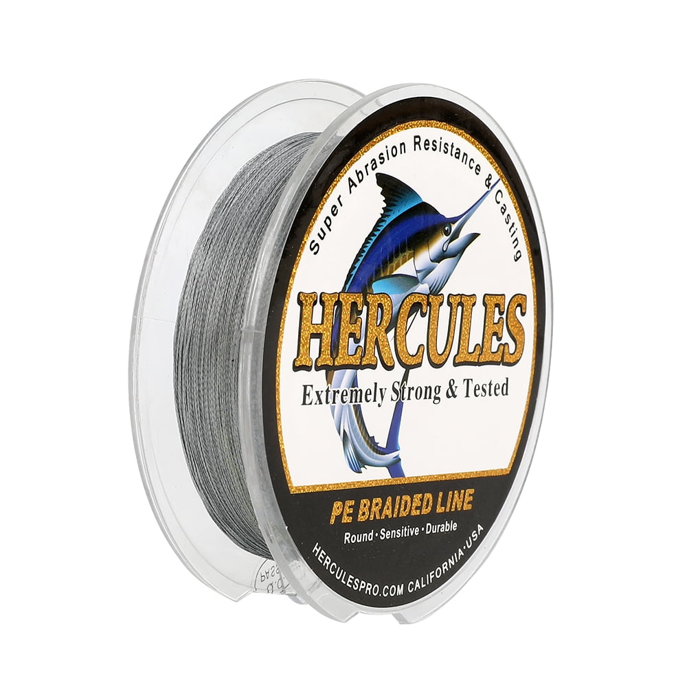 HERCULES Super Strong 500M 547 Yards Braided Fishing Line 8 LB Test for Saltwater Freshwater PE Braid Fish Lines 4 Strands - Grey, 8LB (3.6KG), 0.10MM
