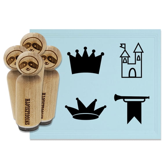 Castle King Queen Crown Trumpet Royal Jester Rubber Stamp Set for Scrapbooking Crafting Stamping - Mini 1/2 Inch