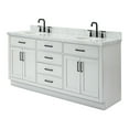 thumbnail image 5 of Ariel Hepburn 73 In. Double Oval Sink Vanity With 1.5 In. Carrara White Countertop In Grey, 5 of 10
