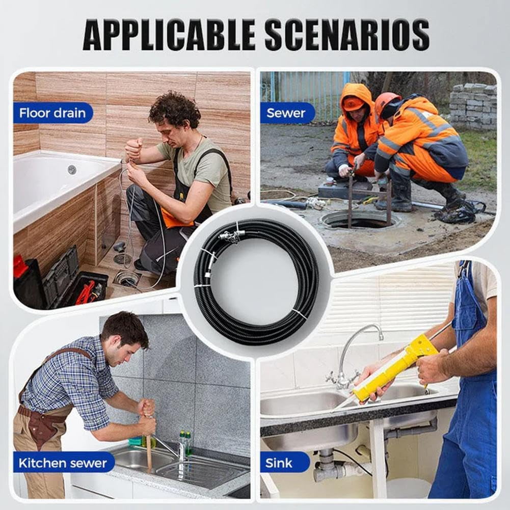 Rotary Sewer Descaling Chain Tool, Push-Type Drain Cleaner for PVC Pipes & Pipeline Maintenance, 1.5M Spring(RL 1 Set)