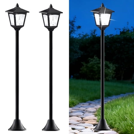 40" Solar Lamp Post Lights Outdoor, IP65 Waterproof LED with Dusk to Dawn Sensor, Energy-Saving Pole Lights for Garden, Patio, Driveway, Yard Decor