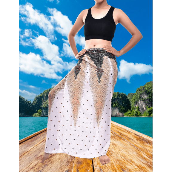 Bohotusk White Peacock Print Sarong Super Soft 150cm x 110cm