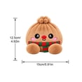thumbnail image 2 of Christmas Dumpling Plush, Cute Stuffed Bun Toy With Bamboo Steamer Basket, Kawaii Holiday Gift, Brown Striped Scarf, 5.9 In, 2 of 7
