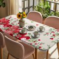 thumbnail image 3 of Love Heart Valentines Day Table Cloths for 4 Foot Rectangle Tables, Botanical Eucalyptus Red Rustic Patio Waterproof Elastic Fitted Tablecloths, Washable Rectangular Table Cover for Camping, 3 of 8