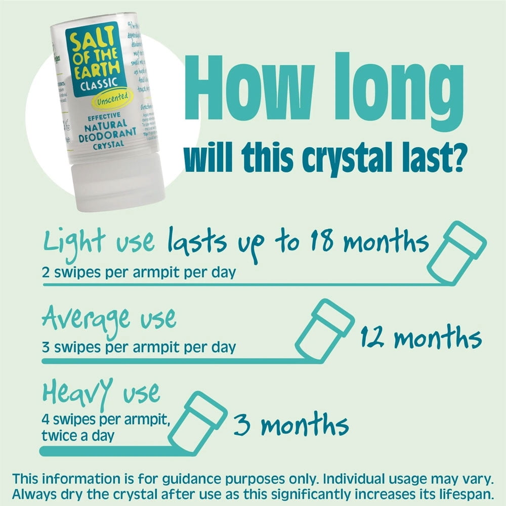 Salt of The Earth Crystal Rock Deodorant 90g (Pack of 2)