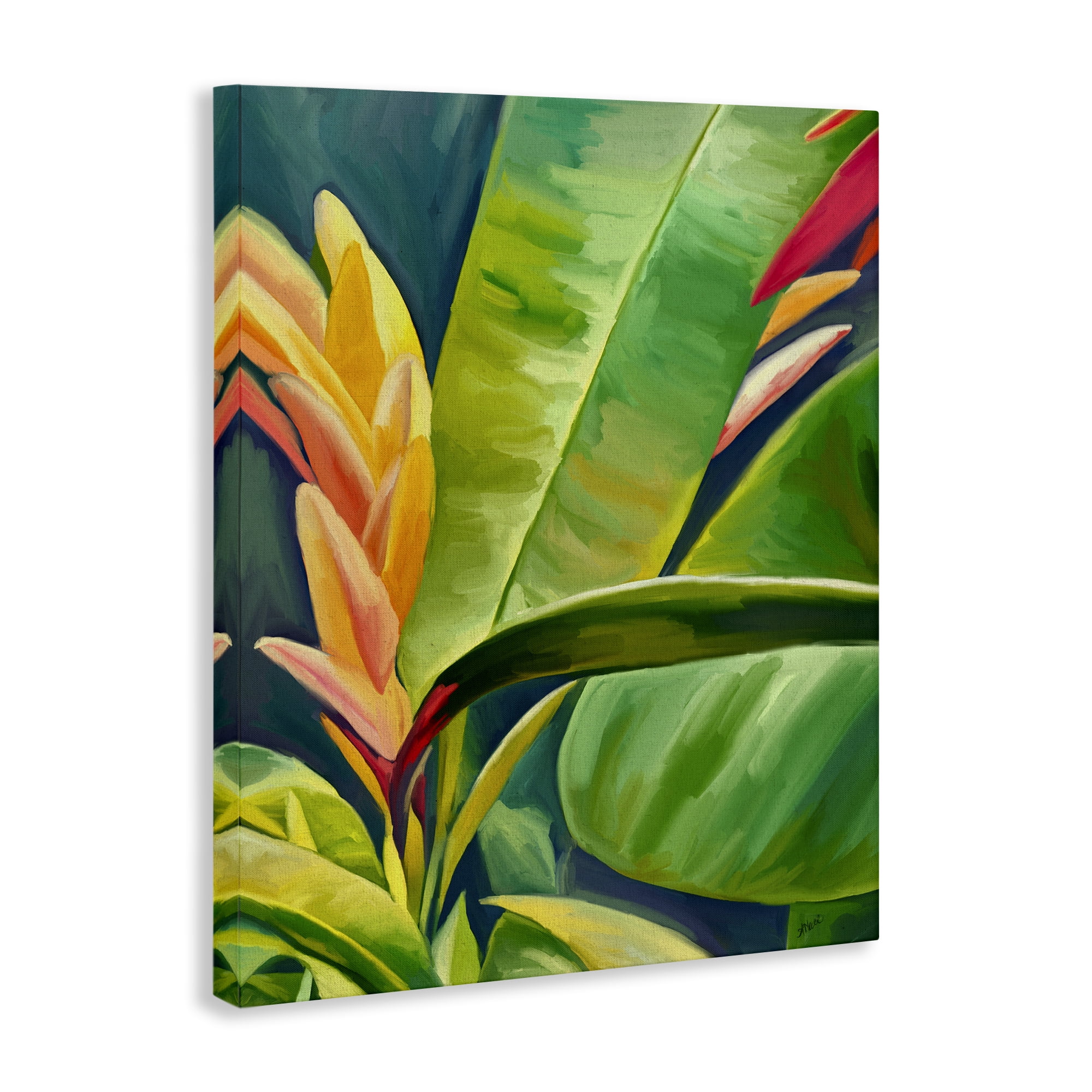 Stupell Industries Bright Tropics Greenery Botanical & Floral Painting Gallery Wrapped Canvas Art Print Wall Art, 36 x 48