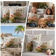 thumbnail image 5 of Spring Flowers Outdoor Waterproof Pillow Covers, Cute Rabbits Tulips Sunflowers Daisy Vintage Decorative Square Throw Pillowcase Sofa Cushion Sham for Patio/Couch/Chair, 20"x20" 2 Pack, 5 of 8