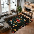 thumbnail image 5 of Pentantan Floral Area Rugs 6'x9', Machine Washable Rug for Living Room Non-Slip Vintage Soft Indoor Carpet for Bedroom, Dining Room, Playroom, Office, Black, 5 of 9