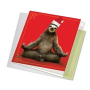 1 Large Christmas Greeting Card (8.25 x 9.75 Inch) - Santa Sloth Yoga Merry Christmas JQ6255AXSG