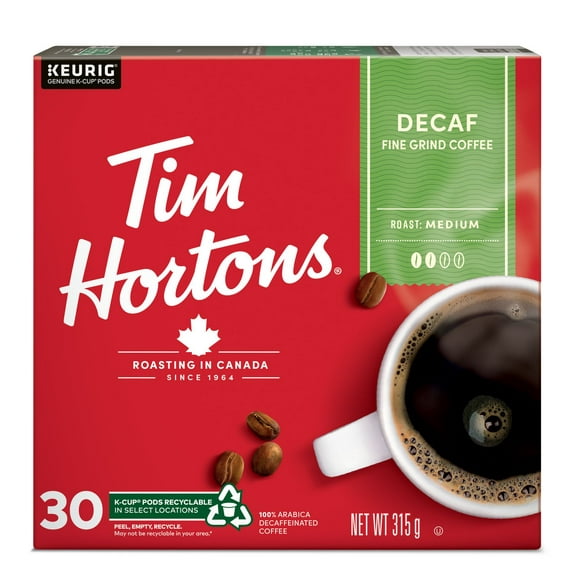 Café léger décaféiné Decaf de Tim Hortons de torréfaction moyen Keurig Capsules K-Cup 30ct