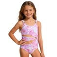 thumbnail image 3 of CAIXIA One Piece Swimsuit for Girls Adjustable Straps Girls Bathing Suit&nbsp;size 12 Tropical Printed Bow Back Cute Ruffle Girls Swimsuit Size 8 Soft Girl Swimwear Swim Suit,13 -14, 3 of 7