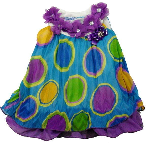 Wenchoice Girl'S Blue Dot Crinkling Chiffon Swing  M(3T-4T)