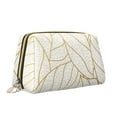 thumbnail image 2 of Naloa Elegant Gold Leaf Pattern Leather Makeup Bag for Purse Travel, Portable Small Cosmetic Organizer for Women and Girls, Make up Bag with Zipper, 2 of 8