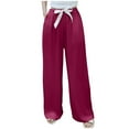 thumbnail image 3 of Juslio Womens Pants High Waist with Pockets Casual Elastic Waist,Cotton Wide Leg Pants Free Size, 3 of 3