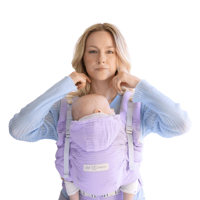 Cangurera Ergonómica Love Radius Lilas HoodieCarrier Tejido 3D Cotton Transpirable Evolutiva desde Nacimiento a 3 Años (20 kg) 1 Pieza