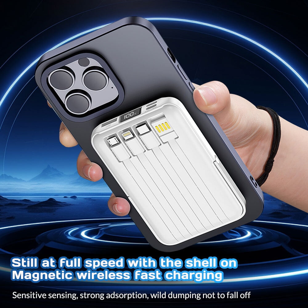 KEPEAK 10000mAh Wireless Portable Charger, Foldable Magnetic Power Bank with Type-C Cable, 22.5W PD Fast Charging Mag-Safe Battery Pack for iPhone 15/14/13/12/Pro/Pro Max, White