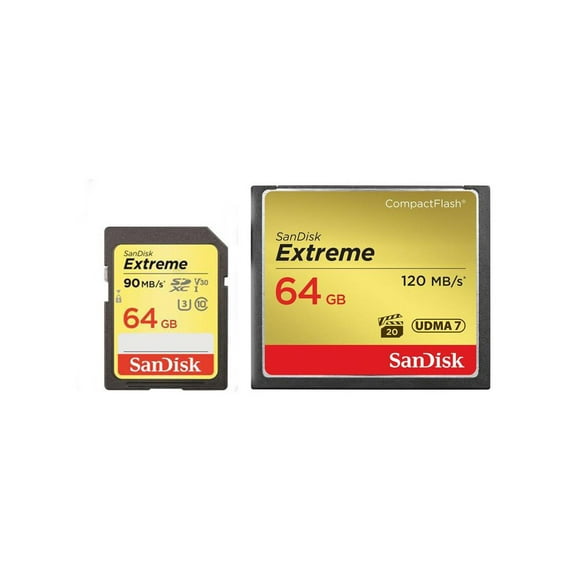 SanDisk 64GB Extreme Compact Flash Memory Card - Bundle With SanDisk Extreme 64GB UHS-I Class 10 U3 SDXC Memory Card