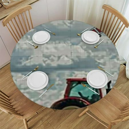 

Cartoon Car Round Tablecloth with Fitted Table Cover Outdoor Tablecloth for
