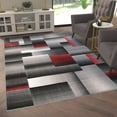 thumbnail image 3 of Emma + Oliver 6x9 Modern Cubist Olefin Accent Rug in Gradient Shades of Black, Gray and Red with Natural Jute Backing, 3 of 6