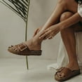 thumbnail image 5 of Cushionaire Leeds Sandals for Women, Slip On Big Buckle Slide Womens Sandals with Memory Foam Footbed, Comfortable Summer Footwear, 5 of 26