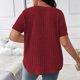 thumbnail image 3 of Camisetas de Verano de Manga Corta de las Mujeres Tira de Color Sólido Grande de Punto de Cuello Redondo, Poliéster Ligero para Uso Diario Y de Ocio Casual, 3 of 7